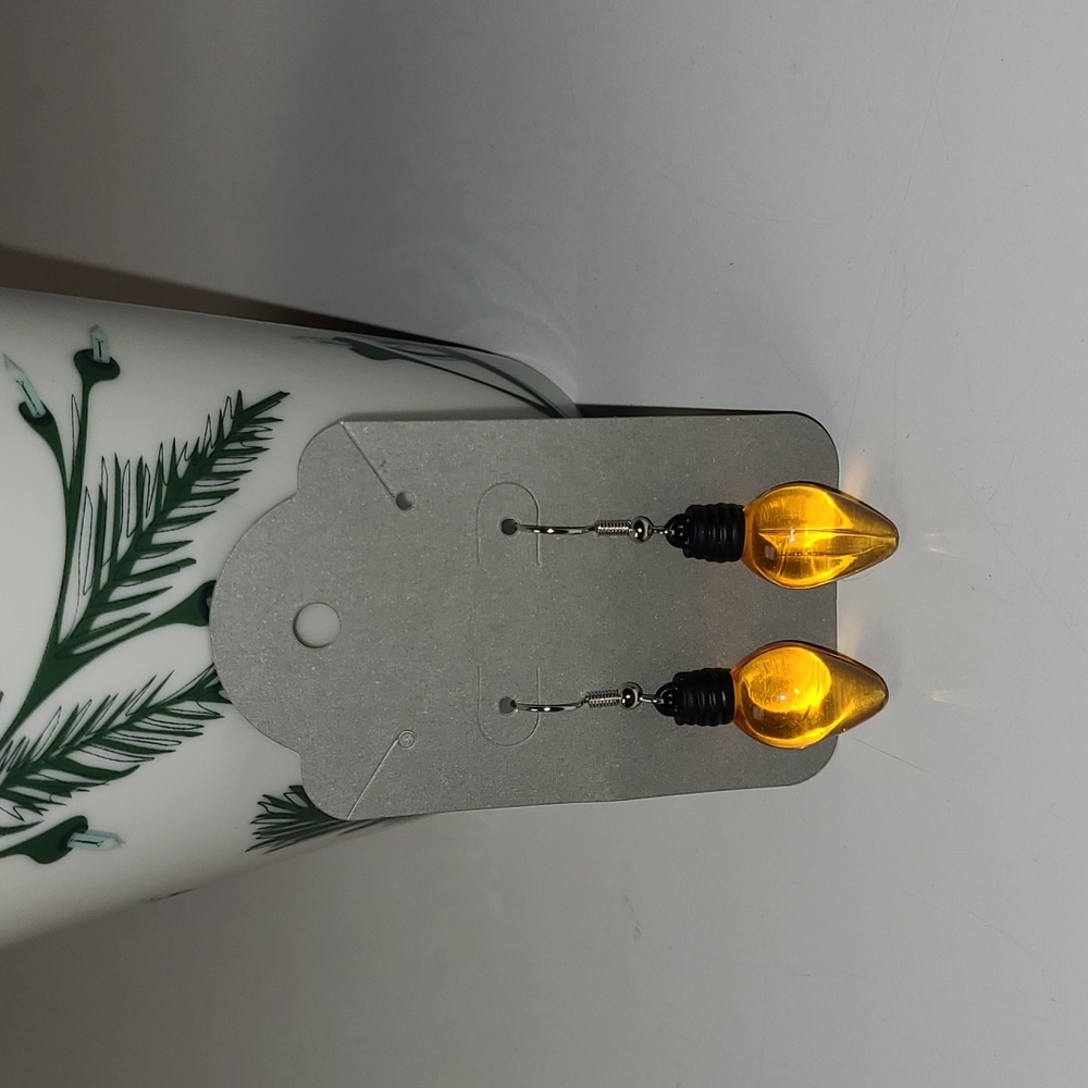 Christmas Light Earrings, pierced, yellow / orange - ish